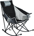 SUNNYFEEL Oversized Rocking Camping Chair, Fully Padded Patio Chair with Side Pocket, High Back Portable Lawn Recliner with Headrest, Outdoor Camp Rocker Chairs for Adults Heavy Duty 500 LBS Carry Bag