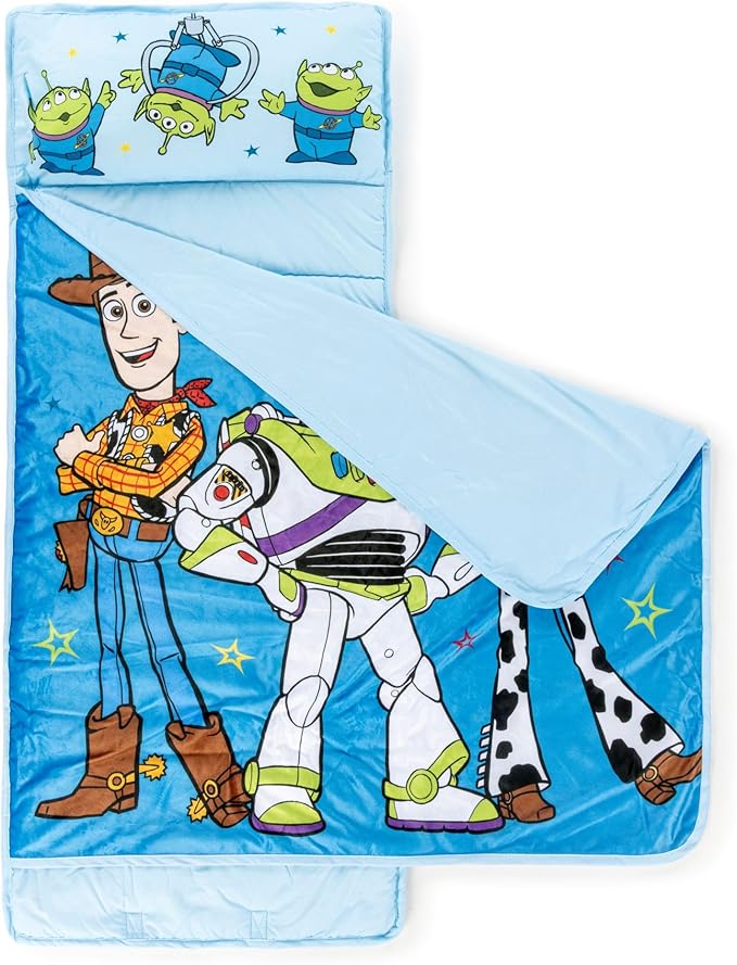 Jay Franco Kids Nap Mat with Embedded Pillow & Blanket – Soft 46"x20" Microfiber Sleeping Bag with Name Tag & Handle for School, Travel, Sleepover