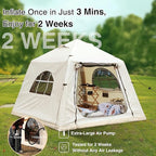 2025 Upgraded Waterproof Inflatable Camping Tent, Large Blow-Up Air Tent, No Assembly Needed Luxury Glamping House, Oxford Fabric
