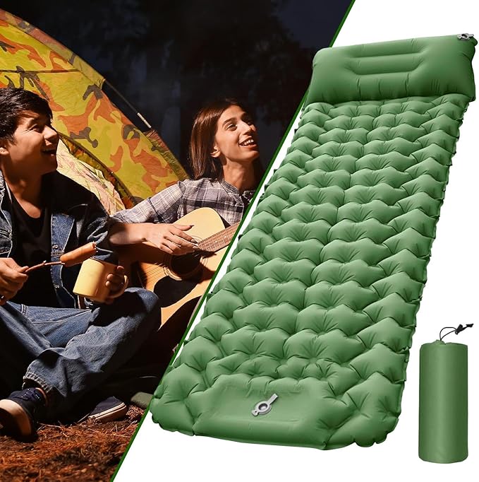 Inflatable Camping Pad - Compact Blow Up Portable Airbed Mattress,Lightweight Backpacking Sleep Mat,for Outdoor Travel Backpacking Hiking Tent Car Truck SUV Women Men