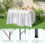 Giantex 4 FT Folding Ice Cooler Table for Parties with Drain, No Assembly Ice Bin Table with Removable Matching Skit, Portable Fill and Chill Table for Cooling Food Beverage, Picnic, BBQ, Tailgating