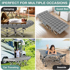 ZENPETIO 28In Folding Camping Cot for Adult, Portable Sleeping Cot with Mattress, Outdoor Heavy Duty Cot Bed for Camp with Carry Bag for Home, Office, Camp, Travel, Vacation(Max Loading 500lbs)