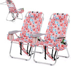 VINGLI Tall Beach Chair 2 Pack Lightweight, Backpack Beach Chair for Adults with 5-Position, Cooler Bag, Cup Holders, Towel Bar, Lightweight Folding Beach Camping Chairs