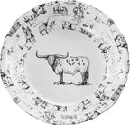 Paseo Road Ranch Life 14 Piece Melamine Plastic Dinnerware Set with Plates, Bowls and Serving Platter, Black and White, Southwestern Rustic Cabin Lodge Farmhouse Style