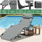 ABORON Patio Lounge Chair, Folding Guest Bed Cot for Adults, 500LB Heavy-Duty Capacity, Portable Extra Bed with Comfort Mat, Quick Fold Design for Indoor Guest Stays & Temporary Use