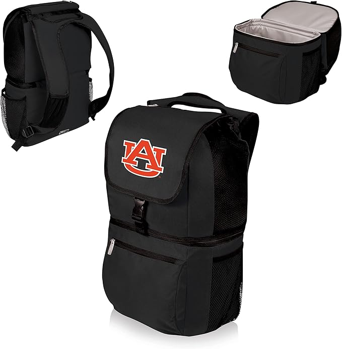 PICNIC TIME NCAA Auburn Tigers Zuma Backpack Cooler, Soft Cooler Backpack, Lunch Cooler, (Black)