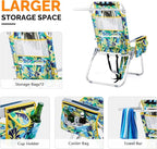 VINGLI Tall Beach Chair 2 Pack Lightweight, Backpack Beach Chair for Adults with 5-Position, Cooler Bag, Cup Holders, Towel Bar, Lightweight Folding Beach Camping Chairs