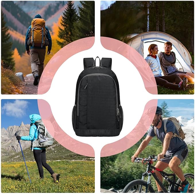 Mens Hiking Backpack - 250g Day Packs Backpacks, Large Foldable Travel Bag, Outdoor Gear Backpack, Lightweight Hiking Bag, Multi Compartment Adventure Pack For Camping Backpacking Walking Traveling