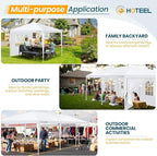 HOTEEL 10x30 Party Tent with 8 Removable Sidewalls for Parties, Weddings, BBQ, Baby Shower, Waterproof Outdoor Event Canopy, Patio Camping Gazebo, Carpas para Fiestas, White