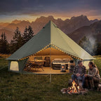 YOLENY Bell Tent, Yurt Tent 4/6/8/10 Person 4 Season Waterproof Glamping Tents w/Stove Jack for Family Camping Outdoor Party, Glamping Tents for Camping - 10/13.1/16.4FT
