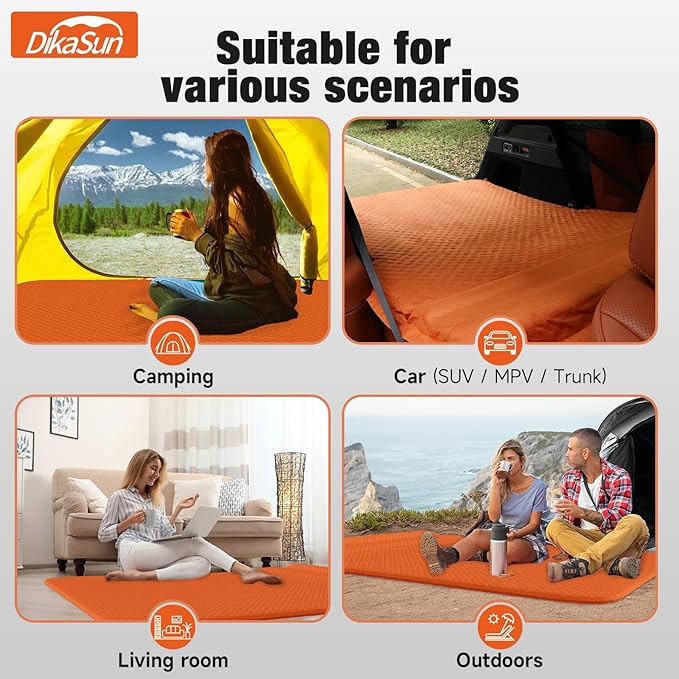 SUV Air Mattress, Self-Inflating Memory Foam Car Bed Mattress for SUV, Travel Camping Car Sleeping Pad with Storage Bag