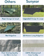 Sunyear Camping Hammock with Net - Double&Single Hammock with House-Like Net- Easy Setup & Pack, Lightweight & Portable, Perfect for Hiking, Backpacking, Outdoor Sleeping