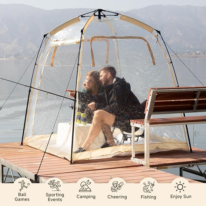 All Weather Proof Pod Sports Tent,Outdoor Weather Tent Sports Pod Pop Up Shelter with Sealed Floor,2-4 Person Clear Tent for Sport Event,Camping,Fishing 8 Sizes & Multicolor