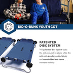 Disc-O-Bed Youth Double Cot Kid-O-Bunk, Modular for Bunk Beds, Dual Cots, or Bench with 2 Carry Bags for Portable Transport
