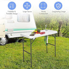 GYMAX Fish Cleaning Table with Sink, Folding Fish Cleaning Station with Adjustable Spray Cleaner, Foldable & Rotatable Faucet, Portable Fillet Table for Outdoor Camping, Fishing, Picnic