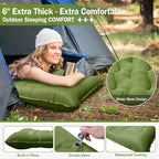 Sleeping Pad, 6" Extra Thick Camping Mat with Pillow Built-in Foot Pump, Ultra Comfortable Inflatable Sleeping Mat for Camping, Backpacking, Hiking, Camp Tent - Enjoy a Comfy Sleep
