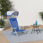 GCI Outdoor Sunshade Backpack Beach Chair | Reclining Folding Canopy Chair with Durable Armrests, Drink Holder & Carry Straps, Perfect for Beach Trips & Picnics — Saybrook Blue