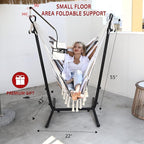 ZEYU Hammock Chair with Stand Double Hammock Chair Bohemian Style with Tassel Mobile Phone Support Manual Adjustable Swing Indoor and Outdoor Garden Porch with Floor mat Reclining Capacity 400 pounds