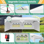 COBIZI 10x20 Pop Up Canopy Tent, Outdoor Party Tent with 4 Sidewalls, 1 Person Easy Set up, Tents for Parties with Fluorescent Strip & 4 Sandbags, Waterproof UPF50+, 3 Adjustable Height, White