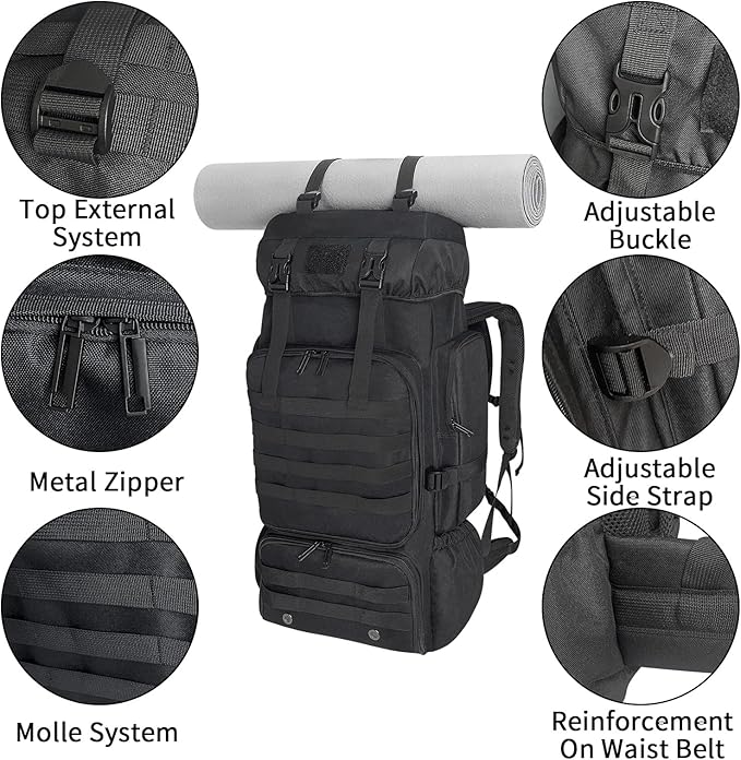 80L 100 liters Hiking Backpack Camping Rucksack, Men Outdoor Travel Climbing Knapsack Mountaineering Trekking Backpack