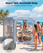 Porayhut Pop up Screen House Tent Sun Shelter with Breathable Mesh Doors,Portable Camping Tent with Detachable Waterproof Floor,10x10FT Screen Canopy Outdoor for Family Friends Party
