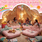 Windyun 4 Sets Kids Air Mattress Bulk with Fitted Sheet,Toddler Inflatable Bed 63 x 27 x 8 Inches Blow up Airbed Camping Sleeping Pad for Aged 3-10 Years Old Birthdays Slumber Sleepover Party (Pink)