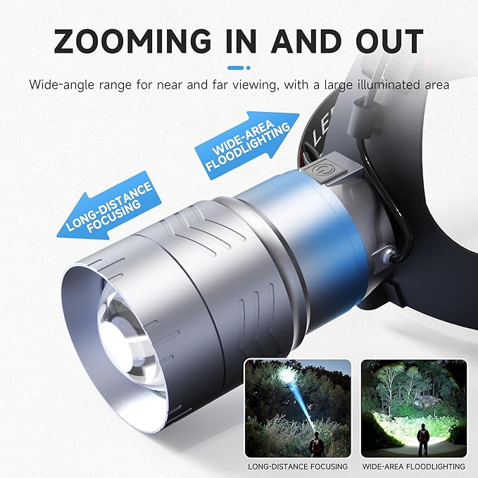 LED Headlamp Separate Design Outdoor Headlamp Waterproof Rechargeable Long Range Headlamp Suitable for Camping Hiking Fishing Hunting