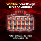 Battery Daddy Storage & Organizer Case w/Light and Tester, Stores & Protects Over 200 Batteries, Double-Sided, Clear Locking Lid, Secure Latches & Portable Handle- Black (Batteries Not Included)