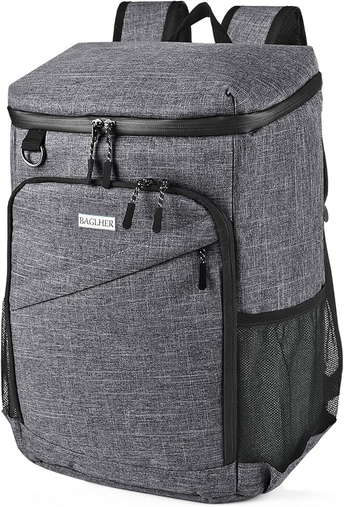 BAGLHER Lightweight Insulated Cooler Backpack - 30 Cans, Leak-Proof for Lunch, Picnic, Hiking, Camping Trips