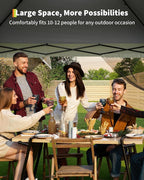 Canopy Tent 12x12 ft, Pop Up Gazebo One-Push Setup with 4 SandBags for Backyard Parties and BBQs, Mosquito Netting & Height Adjustable - Grey