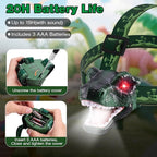 EverBrite Dinosaur LED Headlamp, T-Rex Head Lamp with Roar & Silent Mode, Batteries Included, Hands-Free Headlight for Camping, Hiking, Night Walking, Costume & Outdoor Use