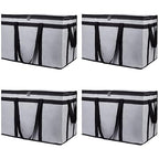 Bodaon 4-Pack Insulated Food Delivery Bag, XXX-Large Meal Grocery Tote Insulation Bag for Hot and cold Food, Commercial Cooler/Thermal Bags, Large Capacity Reusable Warming Bag, Gray