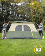 FanttikOutdoor Camping Tent 4/6/8/10 Person Instant Cabin Tent Setup in 60 Seconds with Rainfly & Windproof Portable with Carry Bag for Family Camping & Hiking, Upgraded Ventilation