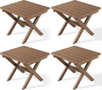 SERWALL Folding Outdoor Side Table Set of 4, Small Adirondack Side Table, Brown