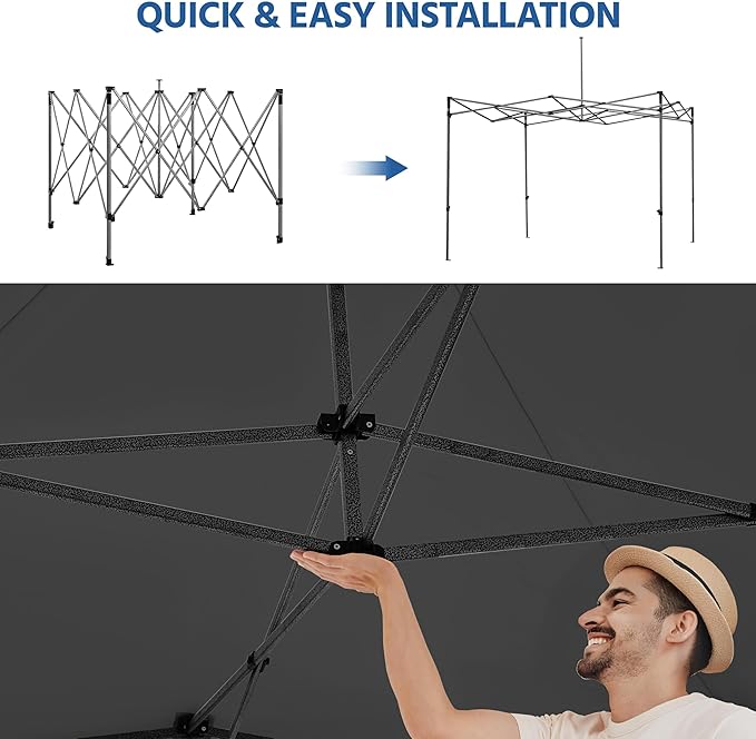 Yaheetech Canopy Tent, Commercial Instant Heavy Duty Canopy, 500D Waterproof Adjustable Tent with Wheeled Carry Bag, 4 Sandbags and 4 Stakes (10x10, Dark Gray)