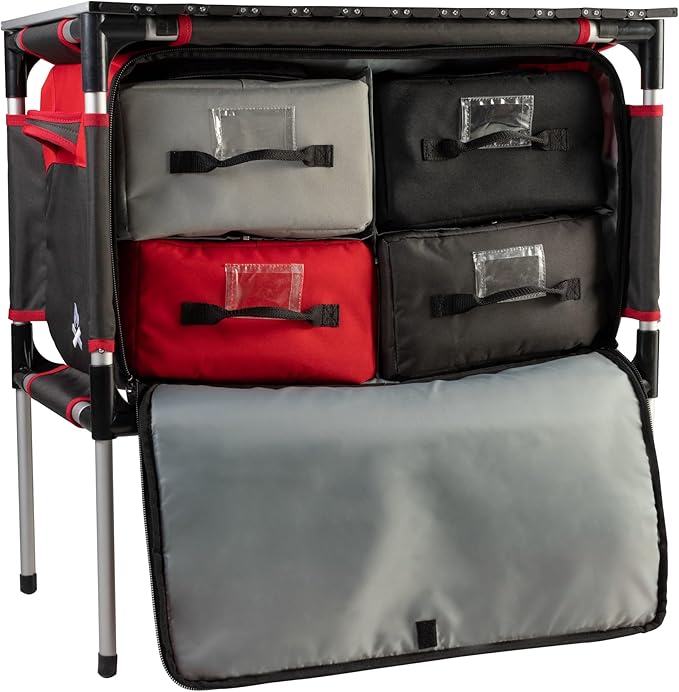 Camp Chef Sherpa Camp Table & Organizer, Table top 27" x 17", Table Height 28", Brick