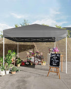 10x10 Pop Up Canopy Tent, Easy Up Canopy with 3 Adjustable Height, Outdoor Sun Shade with 4 Sandbags & Carrying Bag for Camping, Parties,Outdoor Events-Grey