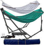 Tranquillo Combo x2 Hammocks with Stand for Outside & Tree Straps, Heavy Duty Hammock with Stand 600lbs for Indoor Outdoor Patio Backyard, x2 Hammocks for 2 Person (Combo - Peacock, Medium)