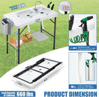 Folding Fish Cleaning Table Portable Camping Double Sinks Table w/2 Dual Water Basins, Faucet Drainage Hose & Sprayer Outdoor Fish Fillet Cleaning Station w/Knife, Storage Box,Black | Portable, Camping, 2 Dual Water Basins, Faucet, Drainage Hose, Sprayer