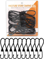 6 Inch Small Bungee Cord with Hooks Camping Accessories - 10 PCS Heavy Duty Elastic Cord Durable Rubber Canopy Ties Perfect for Camping, Luggage, Tents, Wire Hooks