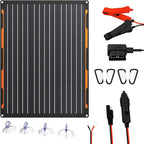 FlexSolar 20W 12V Solar Panel Battery Charger Maintainer Kits Trickle Charger with Built-in Charge Controller, Cigarette Lighter, Alligator Clips, O-Rings OBDII Connector for Car, Truck,Tractor, Boat