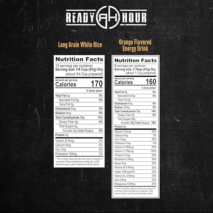 Ready Hour 2-Week Emergency Food Supply (114 Servings), Emergency Storage, Freeze-Dried Kit Meal Entrées, Real Non-Perishable Meals, 25-Year Shelf Life Food, Portable Flood-Safe Container
