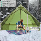 DANCHEL OUTDOOR HT02 4 Season Hot Tent With Stove Jack - Waterproof Yurt for 1-3 Person Backpacking, 6.6lbs, 210T Rip-Stop Polyester, Brown, 10.5ft/3m Diameter