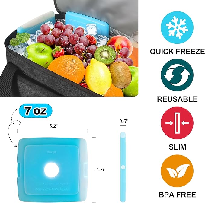 Lunch Bag-Double Deck Insulated Lunch Box for Men Women, Soft Leakproof Thickened Cooler Bag for Work , Picnic, Outdoor, Camping, Travel with 2 Ice Packs(Black，15L)