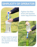 Water Bag 2L Compatible with Squeeze Water Filtration System, Foldable Squeeze Bag for Survival Water Filter Straw, Wide Mouth and 28mm Narrow Mouth Water Container