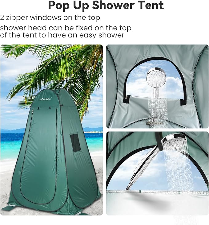 Pop Up Camping Shower Tent, Portable Dressing Changing Tent Outdoor with Carry Bag for Beach & Hiking, 75” x 48”x 48”