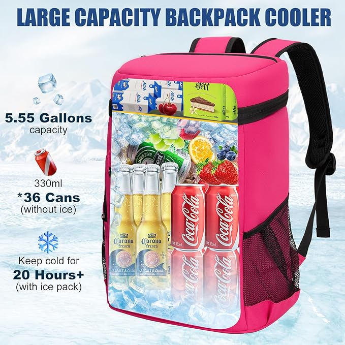 Backpack Cooler Insulated Leak Proof for Men Wowen 36 Cans Soft Cooler Backpack Insulated Waterproof Large Capacity Coolers Bag Portable for Lunch Camping Travel Picnic Hiking