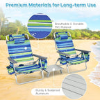 Goplus Beach Chair, Folding Backpack Beach Chairs for Adults with 5 Positions, Head Pillow, Cooler Bag, Towel Bar, Cup Holders, Sunbath Sling Tanning Lounge, Foldable Layout Camping Chairs