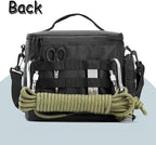 MOV COMPRA Tactical Lunch Bag for Men, Insulated Lunch Box Leakproof for Men Large Capacity with MOLLE Water Bottle Pouch Lunchbox for Adults for Work, Picnic（Black）