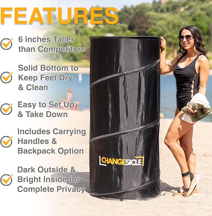 Pop Up Changing Tent with Floor for Beach, Car & School Sports – Self Standing -Collapsible Portable Privacy Tent for Camping – Tall, Waterproof, Foldable, Compact Dressing Room Tube